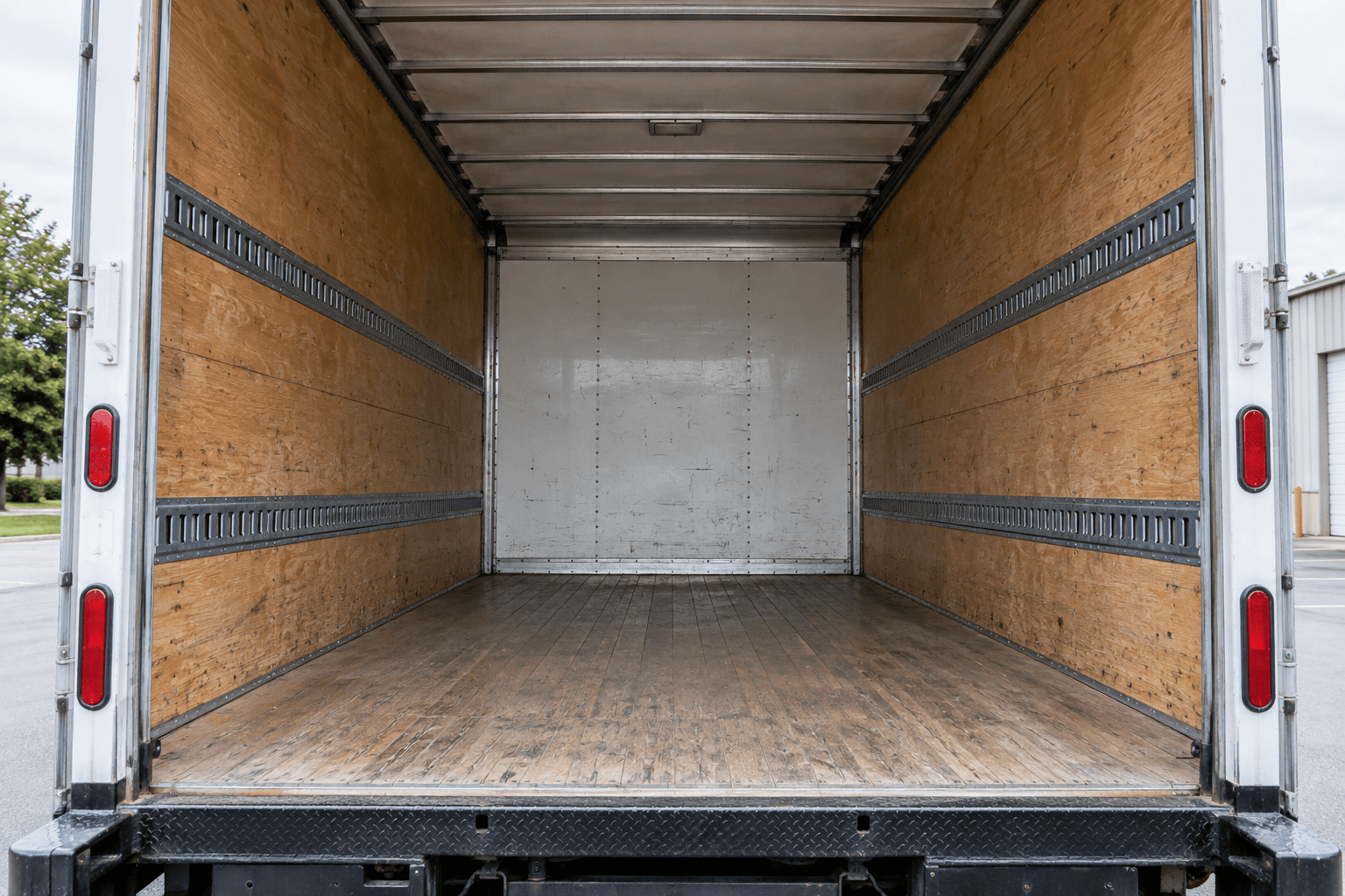 Leerer Laderaum eines Umzugs-LKW, illustrative Darstellung